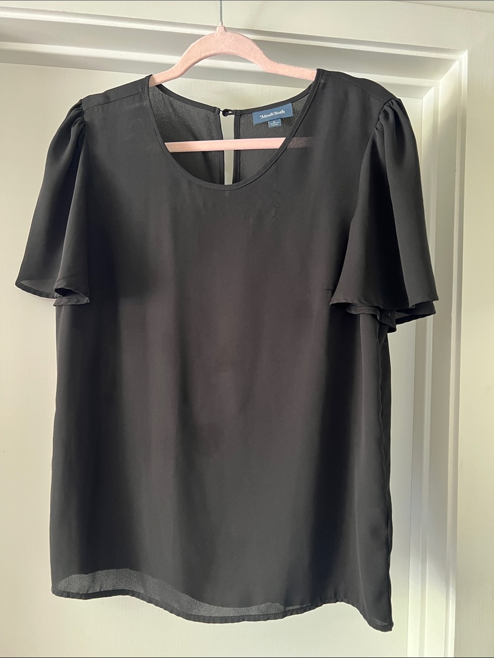 Modcloth black Flutter Sleeve Blouse
